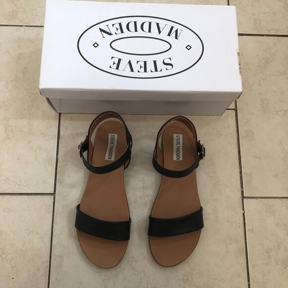 Steve Madden - Daelyn Ankle Strap Sandal (Black, Size 8) - Picture 1 of 5